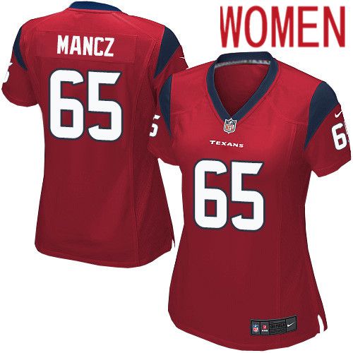 Cheap Women Houston Texans 65 Greg Mancz Red Nike Player Game NFL Jersey